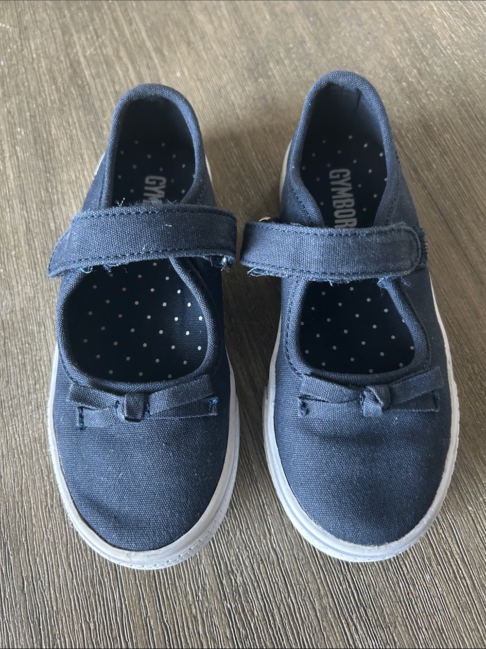 Gymboree Dark Blue Canvas Mary Jane Shoes with Bow, Like New, Sz. 11.